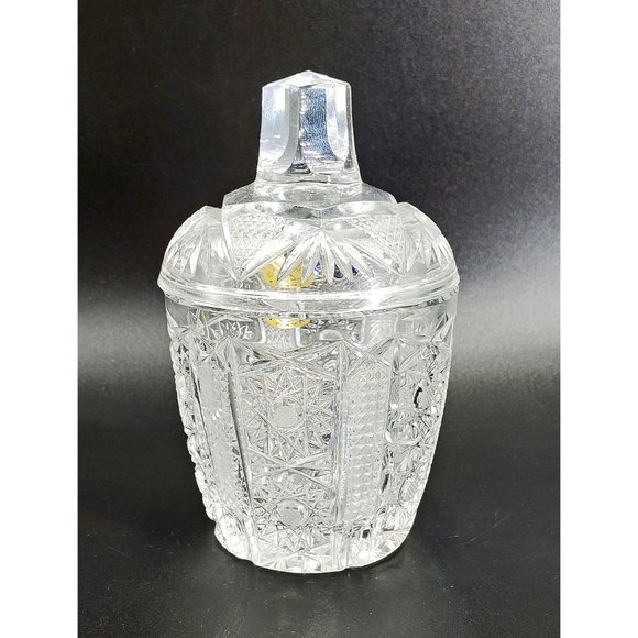 Bohemia Vintage Czechoslovakia Hand Cut Lead Crystal Jar with Lid Original Label - Picture 1 of 6